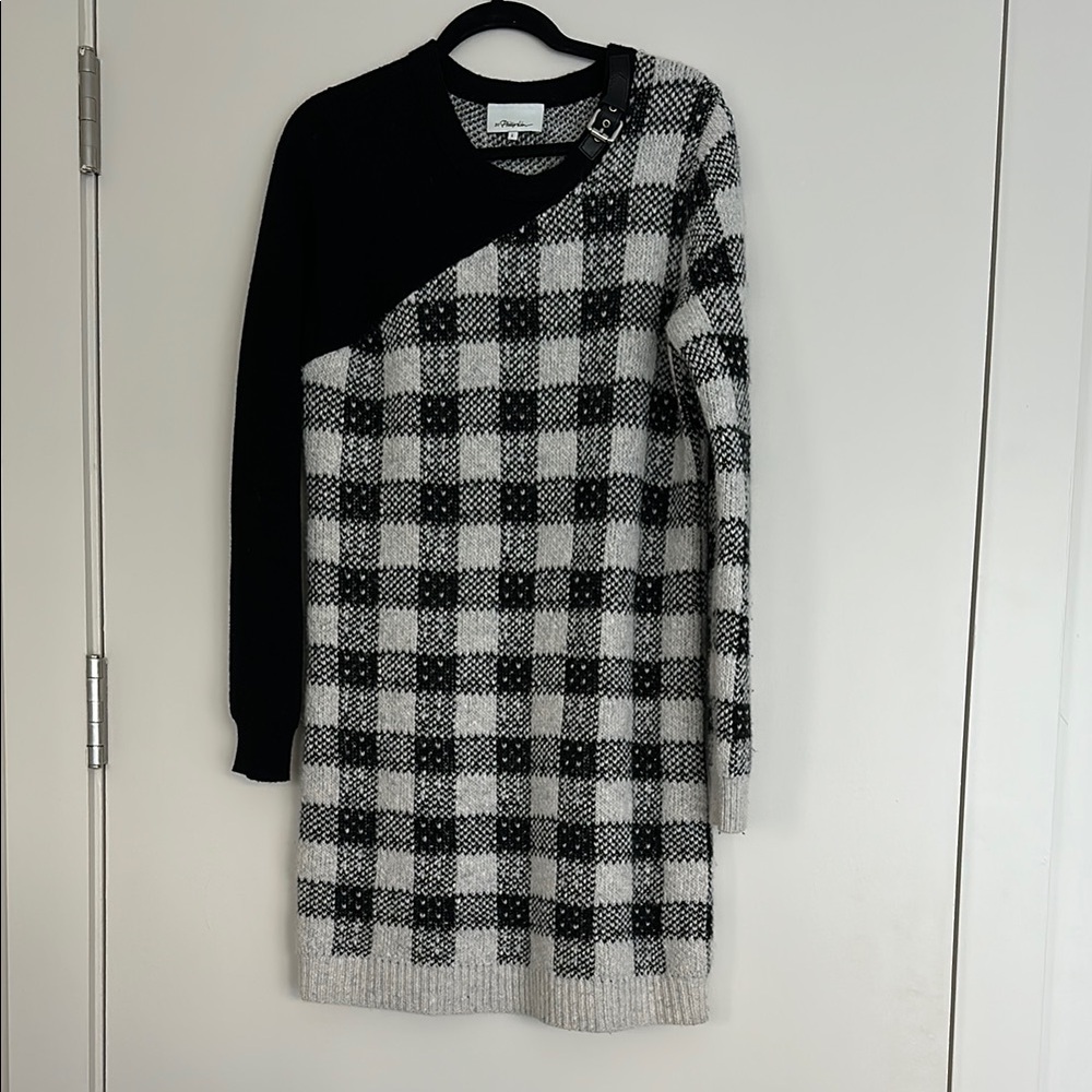 3.1 Phillip Lim Plaid Wool Black & White Dress Sz L